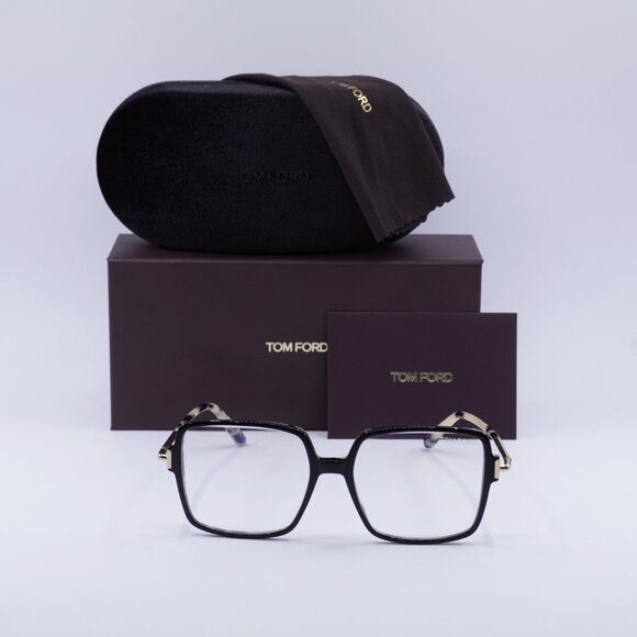 Tom Ford FT5915-B 005 Square Eyeglasses 53mm - Black/Havana - Picture 4 of 10